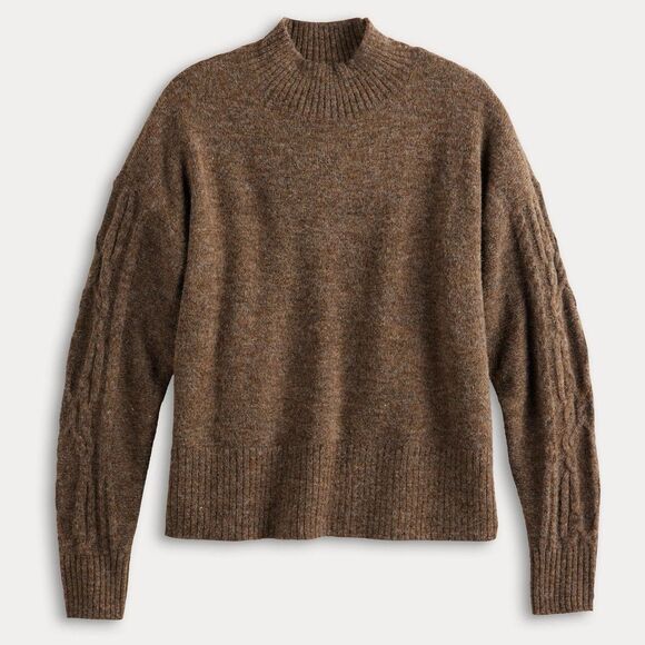 Women's LC Lauren Conrad Sweater Size Large Brown Mockneck Pullover NWT - Picture 5 of 11